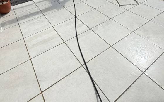 A porcelain patio clean and sharp after washing