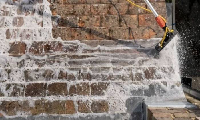 Render wall after soft washing