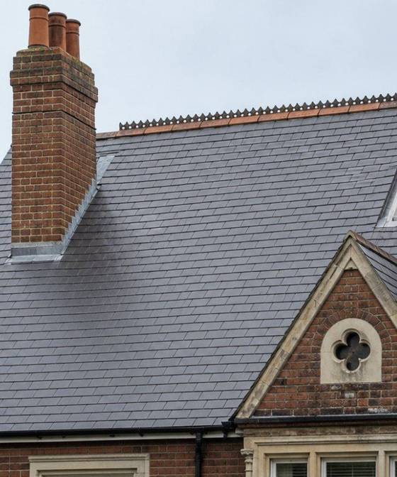 A slate roof clean and even after treatment